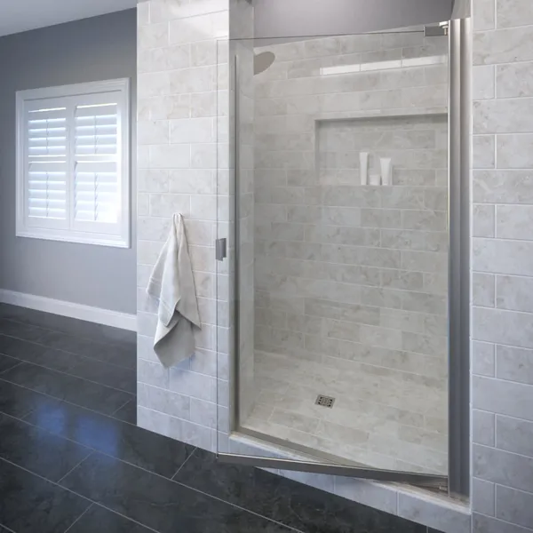 Basco A0063-6CL Armon 66"H x 33-1/4"W Hinged Semi Frameless - Brushed Nickel