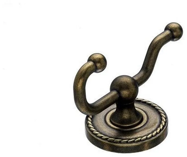 Bath Double Hook - German Bronze - Rope Back Plate, TKED2GBZF