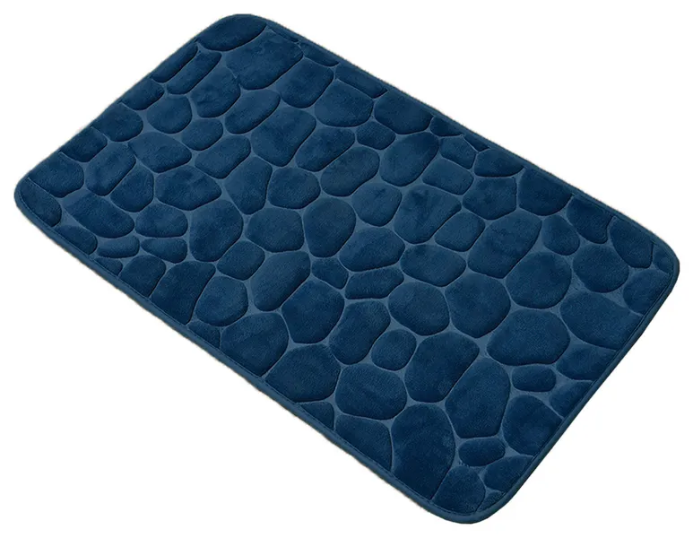 Bath Rug Memory Foam Mat 3D Pebble Black 32"L x 20"W, Navy Blue, Bath Mat 32l X 20w