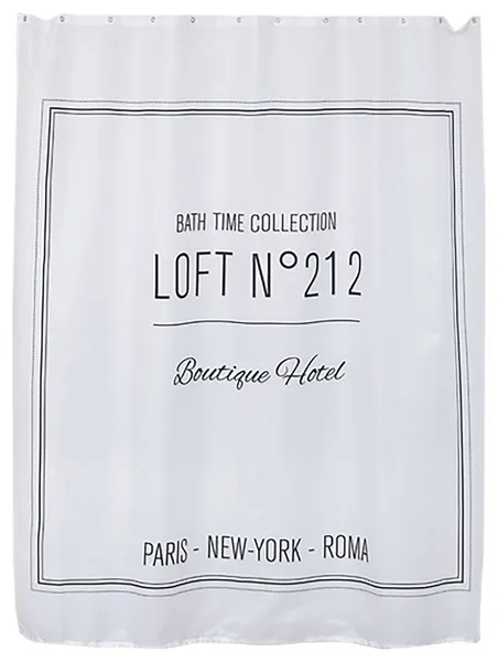 Bathroom Accessories Bath Time Collection, White, Shower Curtain
