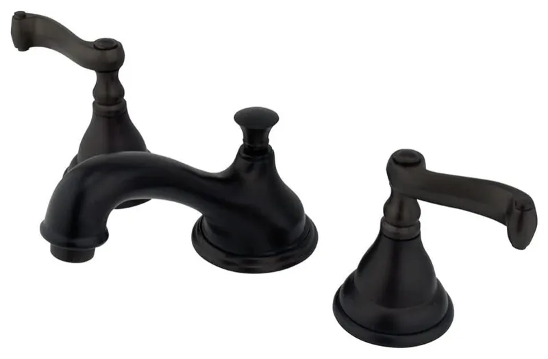 Bathroom Faucet with Scrolled Lever Handles and 3 Hole Widespread Design, Oil Rubbed Bronze