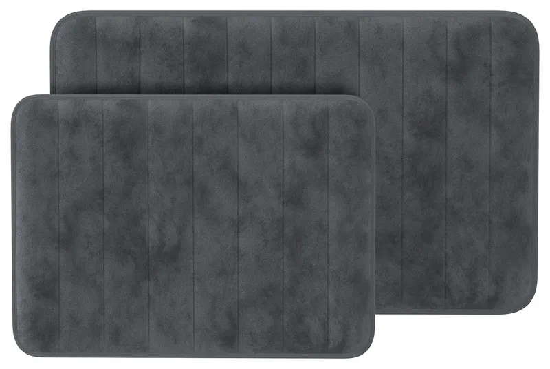 Bathroom Rugs Memory Foam Bath Mats With Microfiber Top Non-Slip Absorbent, 4PC