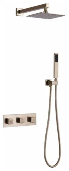 BathSelect Senart Brushed Nickel Wall Mounted Thermostatic Mixer Shower Set