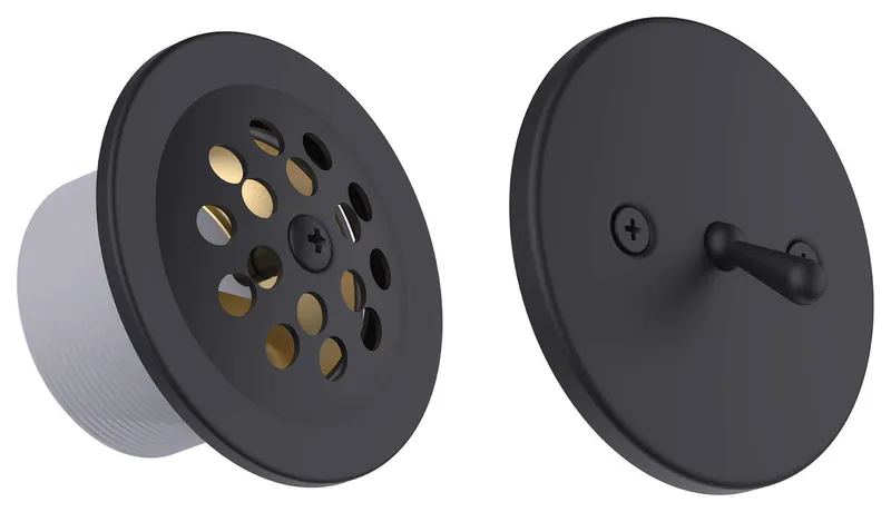 Bathtub Shower Drain Brass Tubing, Trip Lever Overflow Assembly, Matte Black