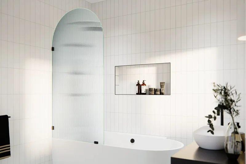 Bathtub Single Fixed Panels, Matte Black