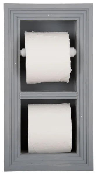 Bayshore Recessed Solid Wood Double Toilet Paper Holder 7 x 14.5, Primed Gray