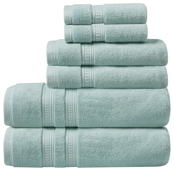 Beautyrest 750g Premium Antimicrobial 6-Piece Towel Sets, Seafoam Blue