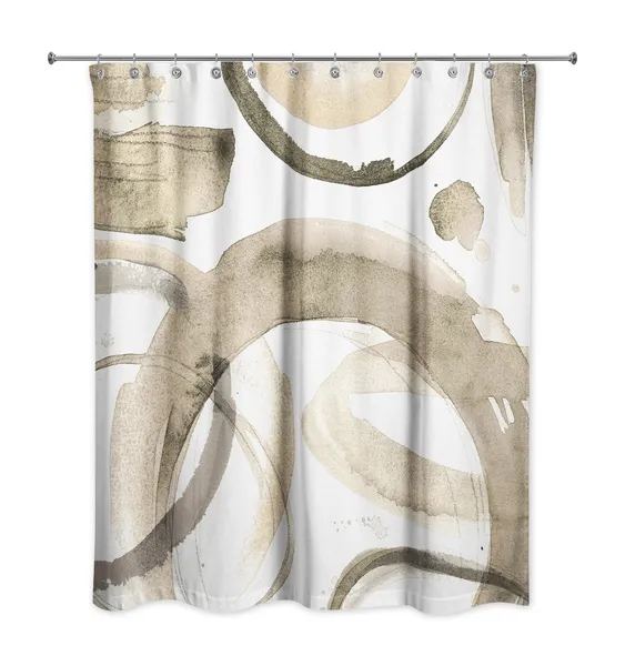 Beige Abstract Circles 71x74 Shower Curtain