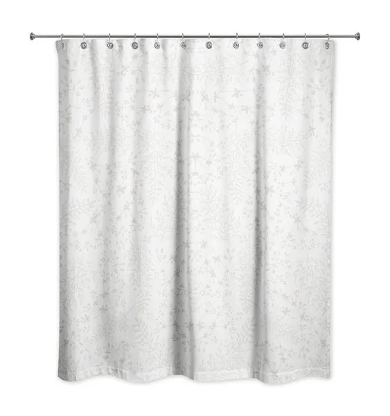 Beige Botanical Pattern 71x74 Shower Curtain