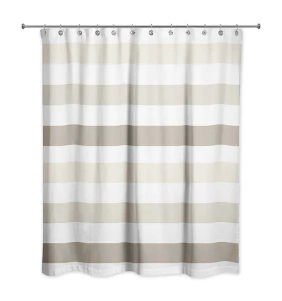 Beige Chunky Stripes 71x74 Shower Curtain