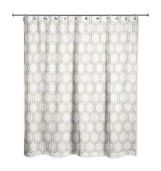 Beige Circle Pattern 71x74 Shower Curtain