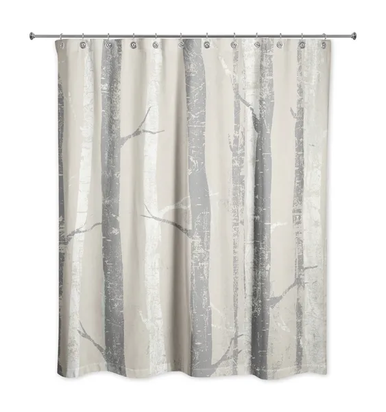 Beige Forest Tree 71x74 Shower Curtain