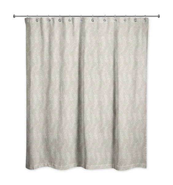 Beige Leaf Pattern 71x74 Shower Curtain