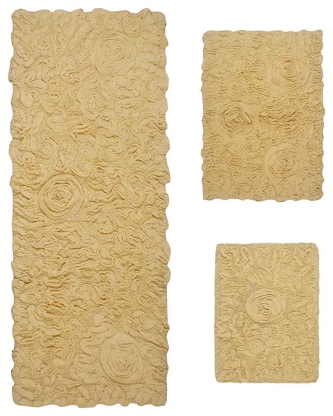 Bell Flower Collection Tufted Bath Rug, 3-Piece Set With Runner-Yellow
