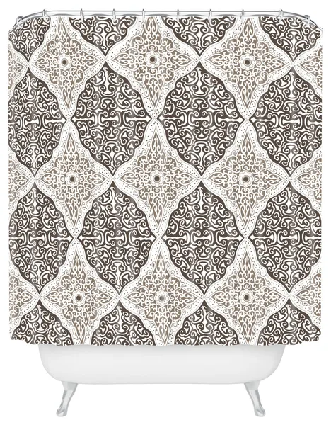 Belle13 Curly Rhombus Neutral Shower Curtain, Medium