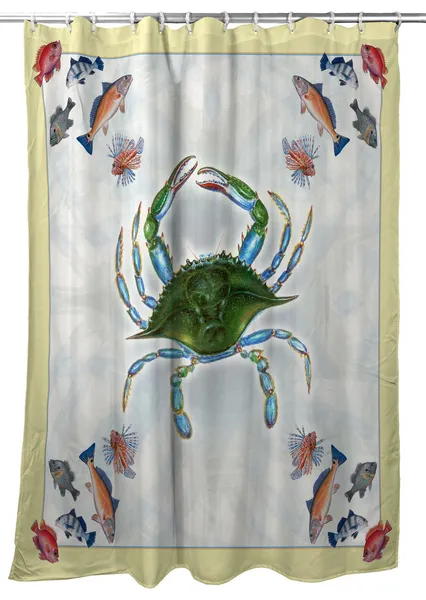 Betsy Drake Blue Crab & Fish Shower Curtain