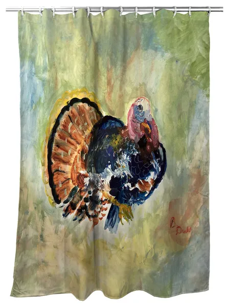 Betsy Drake Colorful Turkey Shower Curtain