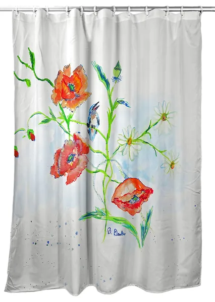 Betsy Drake Poppies & Daisies Shower Curtain