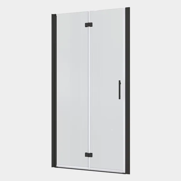 Bi-fold Semi-Frameless Shower Door, Matte Black Finish, Tempered Glass