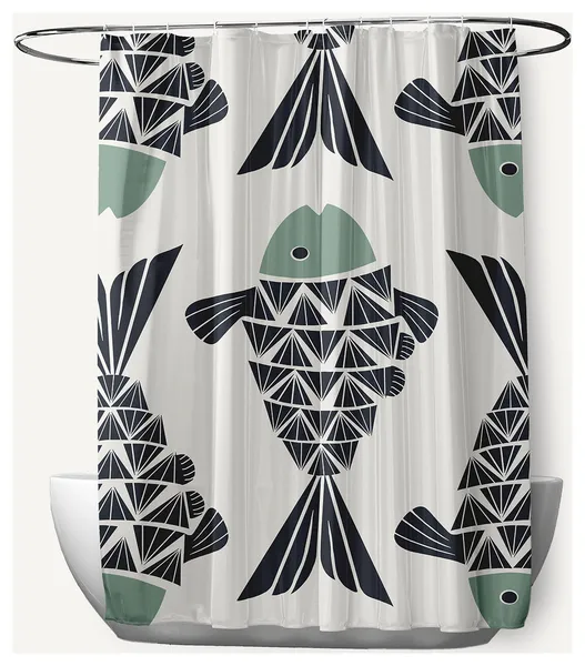 Big Fish Sage 70" w x 73" h Shower Curtain