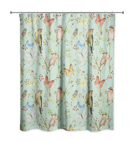 Birds And Butterflies 4 71x74 Shower Curtain