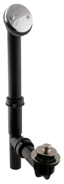 Black 1.5" Tubular Pull & Drain Bath Waste In Polished Nickel, Black