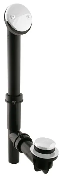 Black 1.5" Tubular Tip Toe Bath Waste In Powder Coated White, Powder Coated White