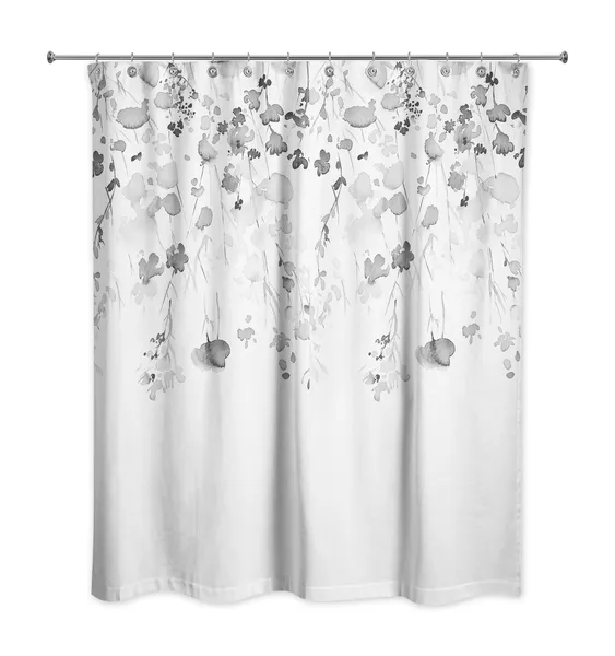 Black Falling Branches 71x74 Shower Curtain