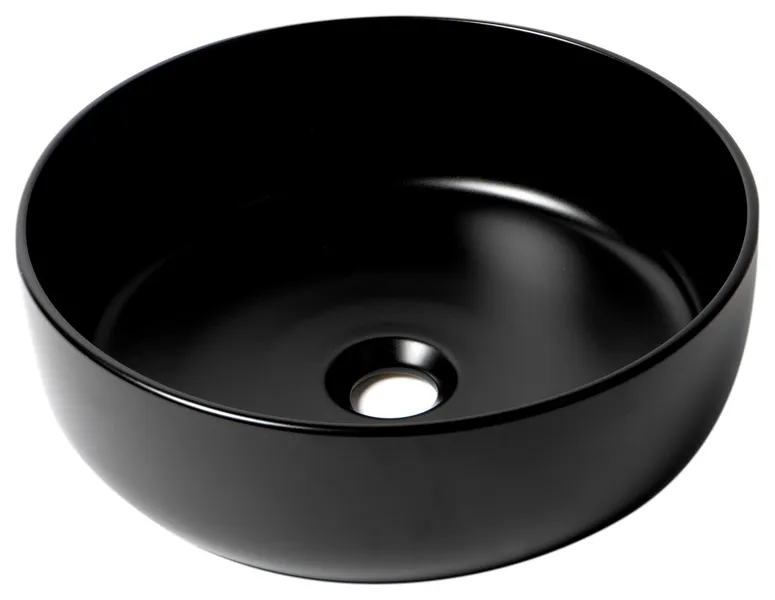 Black Matte 15" Round Above Mount Ceramic Sink