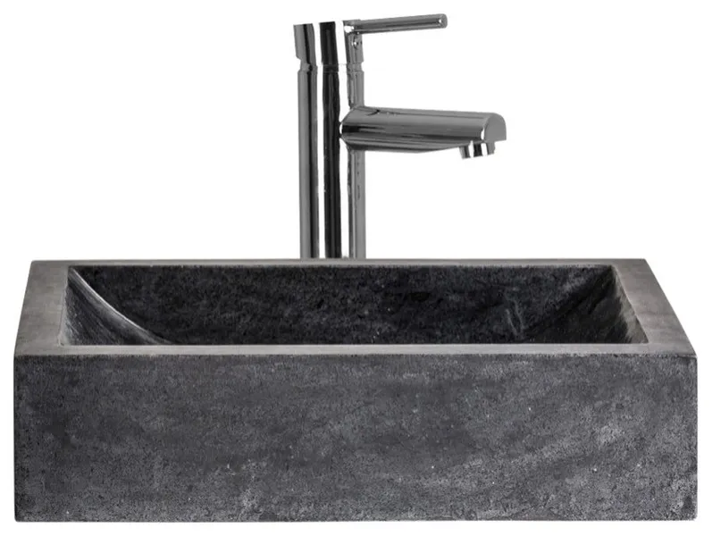 Black Stone Rectangular Bathroom Sink, Vical Home Haumea