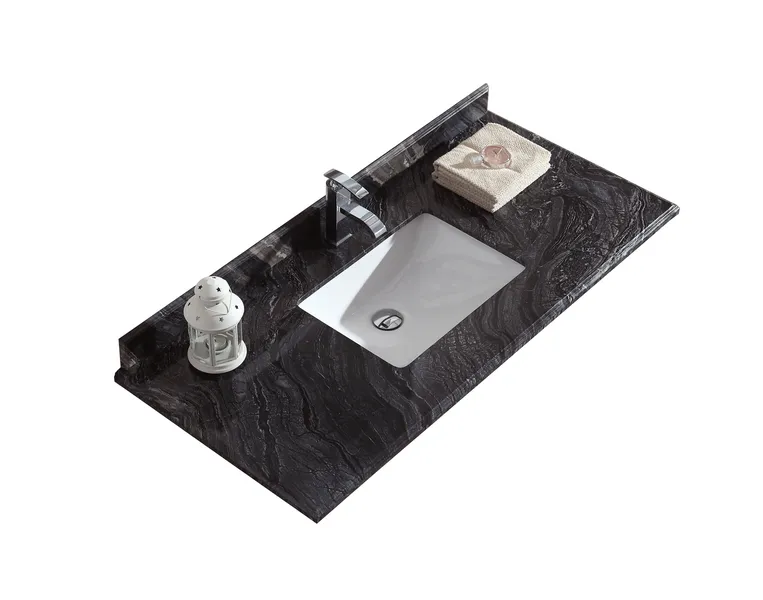Black Wood Countertop 48" Single Hole With Rectangle Sink