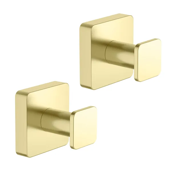 Blaze Bathroom Towel & Robe Hook, Set of 2, Brushed Gold