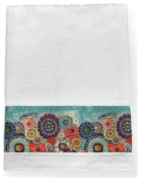 Blue Bird Boho Bath Towel