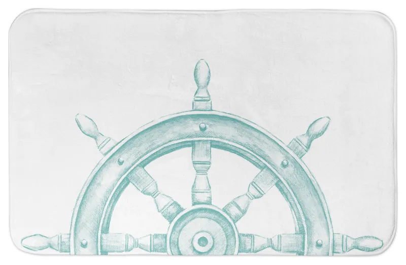 Boat Wheel Teal 21x34 Bath Mat