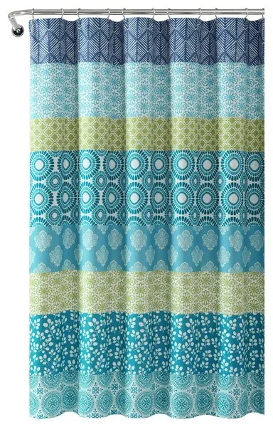 Bohemian Stripe 72x72 Shower Curtain, Blue/Green