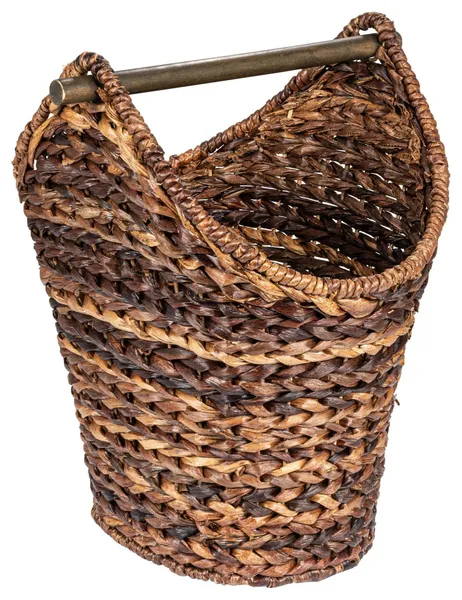 Boho Oval Braided Bankuan Bathroom Tissue/Toilet Paper Basket with Wood Handle