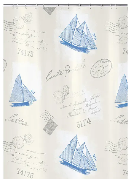 Bold Fabric Shower Curtain, Sail Away