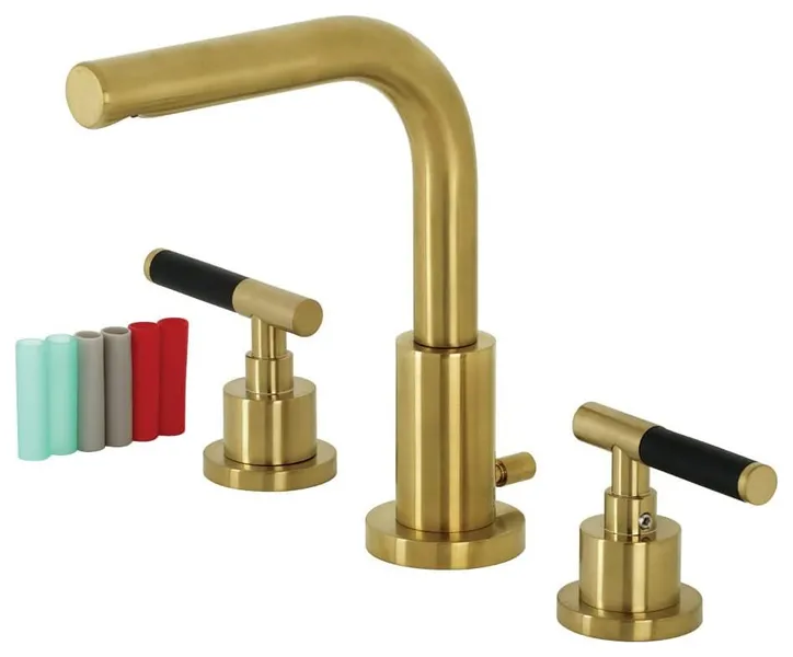 Brass Bathroom Faucet with High Arc Spout and Soft Grip Lever Handles, Brushed Nickel