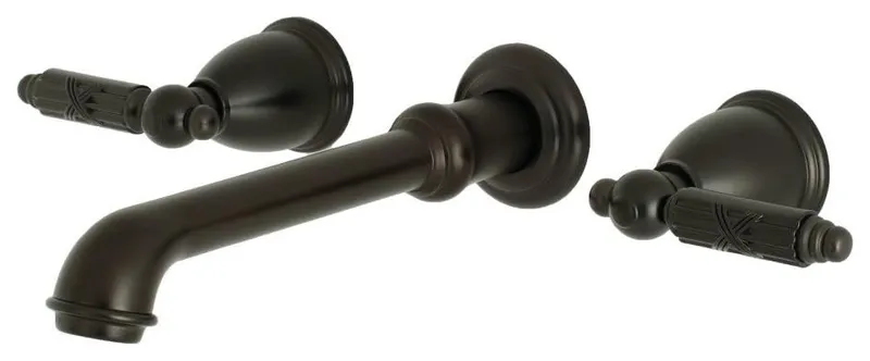 Brass Wall Faucet with Stylish X Detail and Long Reach Spout, Oil Rubbed Bronze