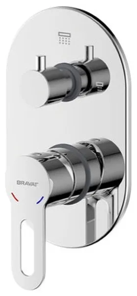 Bravat Beautiful Rounded Chrome Dual Handle Wall Mount Faucet