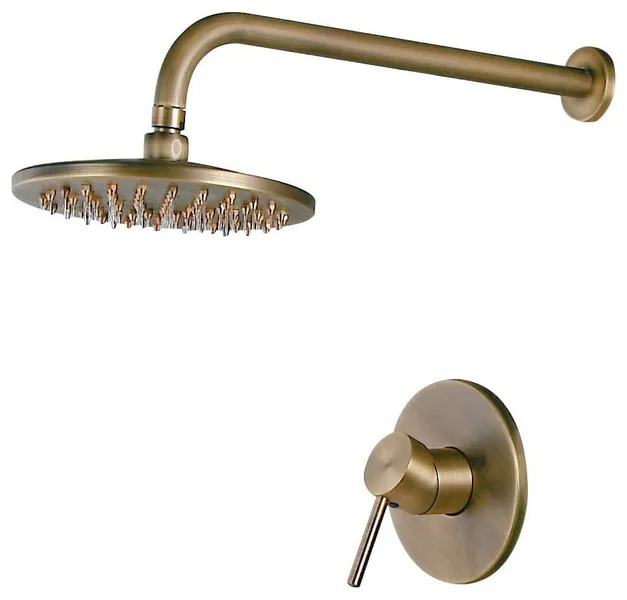 Brewst Round Rain Showerhead Only Wall Mount Shower System, Antique Brass