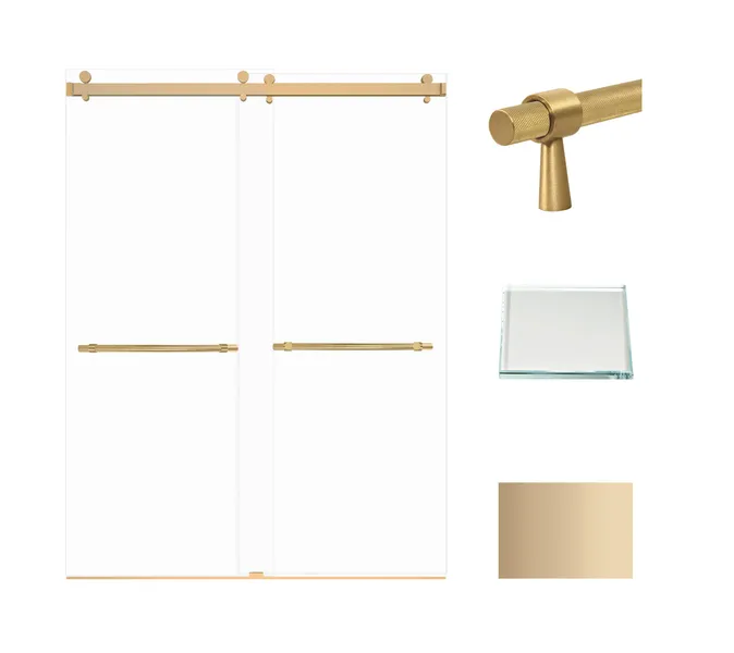 Brooklyn 60"x80" Frameless Shower Door, Iron Glass, Champagne Bronze