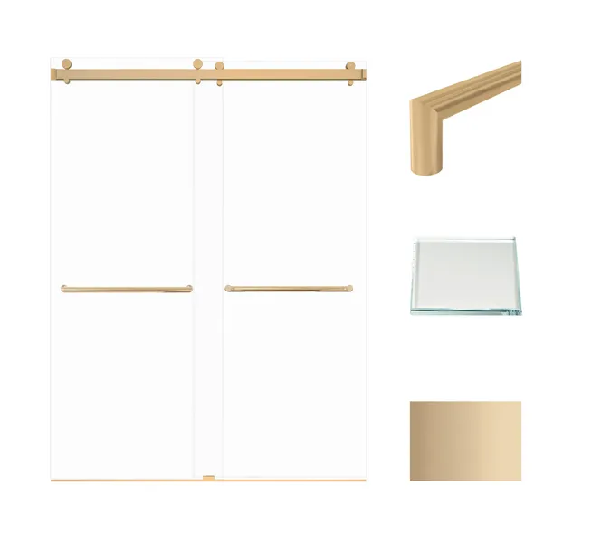 Brooklyn 60"x80" Frameless Shower Door, Iron Glass, Champagne Bronze, Turin