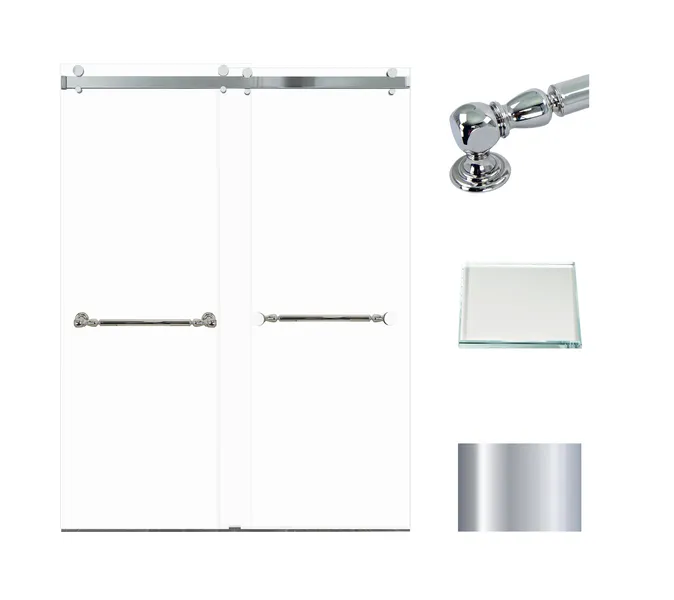 Brooklyn 60"x80" Frameless Shower Door, Iron Glass, Polished Chrome, Niles