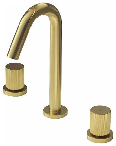 Brushed Gold 2-Handle High-Arch Bathroom Faucets for Sink