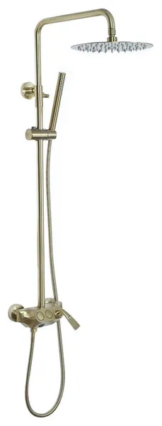 Brushed Gold Exposed Rainfall Shower Fixture, Handshower, Tub Filler