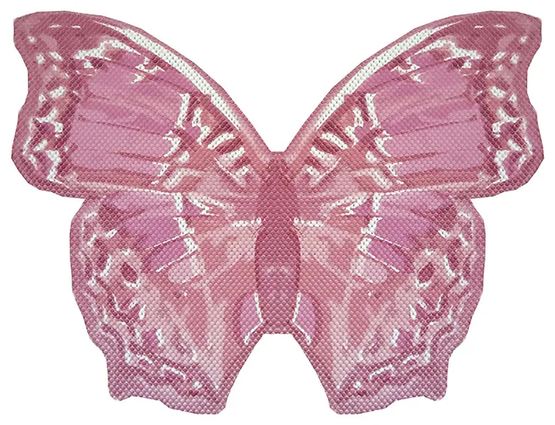 Butterfly PVC Bathroom Mat, Pink, 19" x 26", Covers 3.2 sq ft