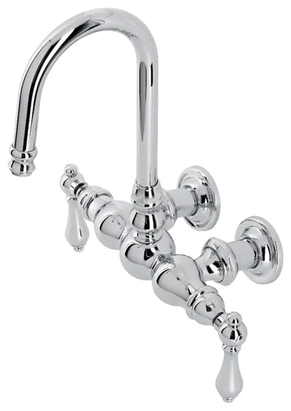 CA2T1 3-3/8" Wall Mount Clawfoot Tub Faucet, Polished Chrome