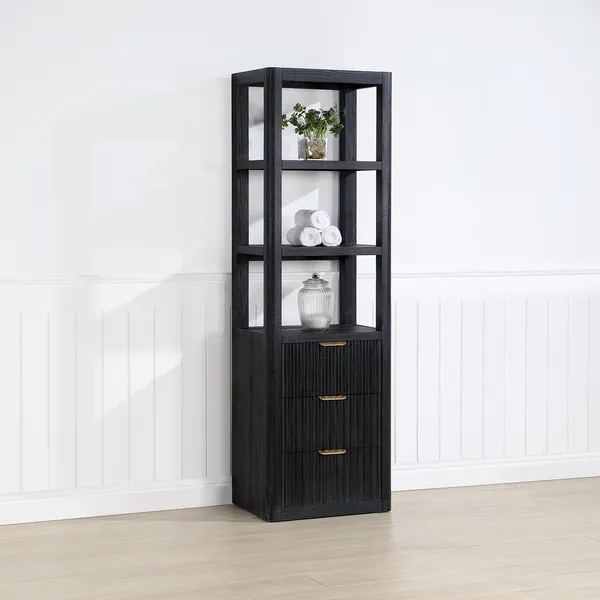 Cadiz Storage Cabinet for Bathroom, Kitchen and Living Room, Fir Wood Black, 22in.