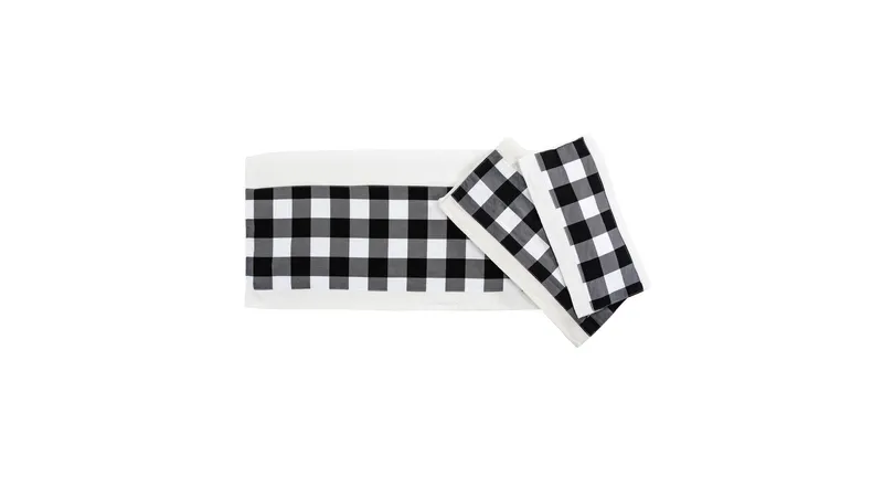 Camille Black Buffalo Check Towel Set, 3 Piece